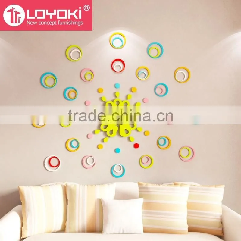 Home Decoration beautiful MDF wood wall sticker best and colorful 3D sticker