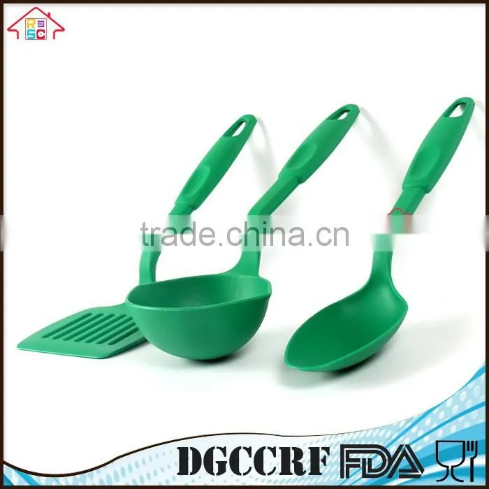 NBRSC high heat resistant Nylon utensil set of 3 kitchen cooking tools Ladle Slotted Turner Spoon
