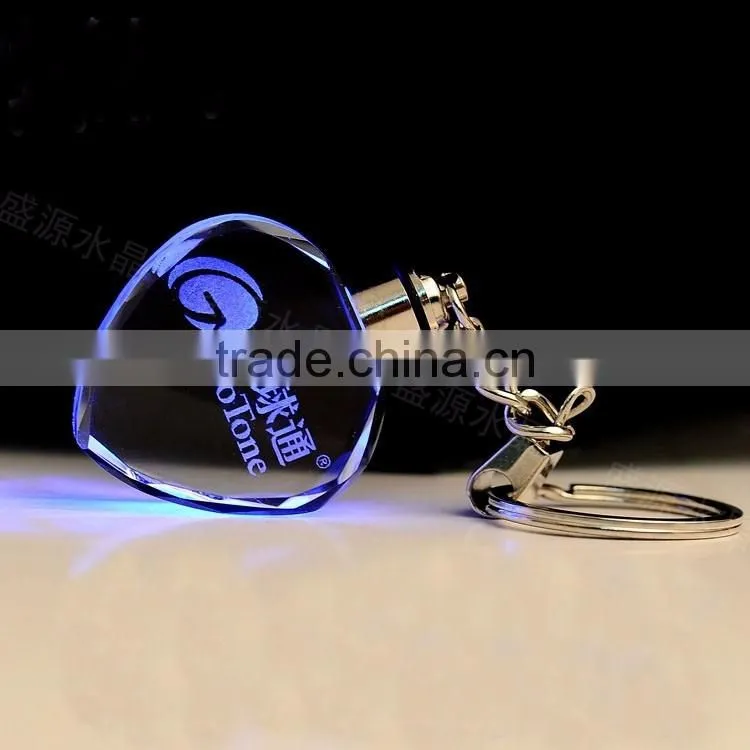 Promotional 3D engraving crystal keychain with led light as kids led giveaway