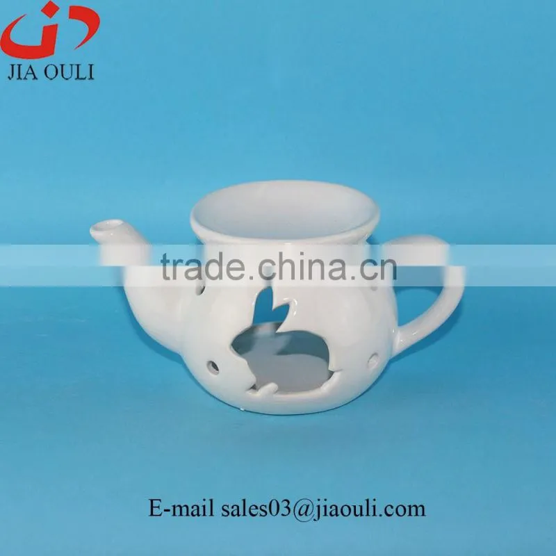 Good sales with rabbit hollow out teapot shape essential oil diffuser, ceramic aroma diffuser