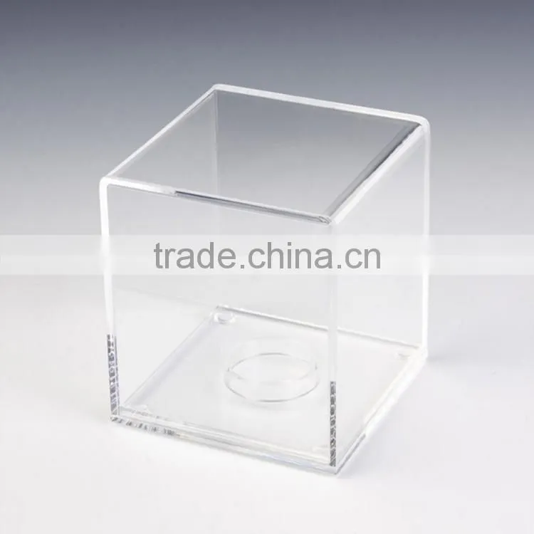 Cheap transparent acrylic display case with wood base