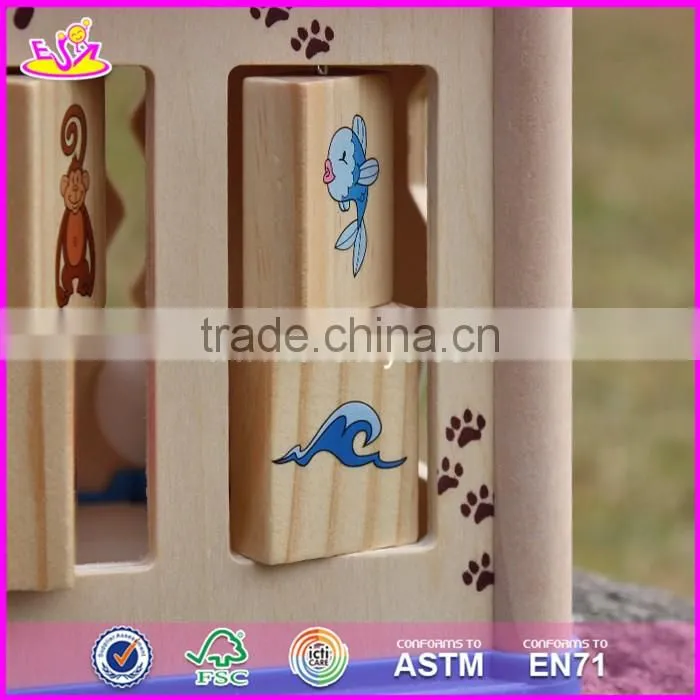 2017 New design children educational mini wooden activity cube for toddlers W11B132