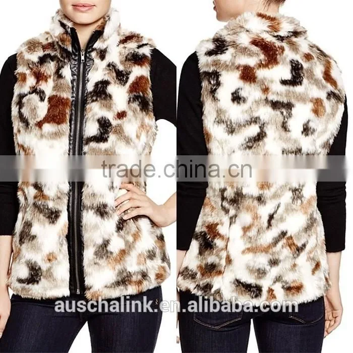 OEM service outdoor lady keep warm wholesale faux fur vest