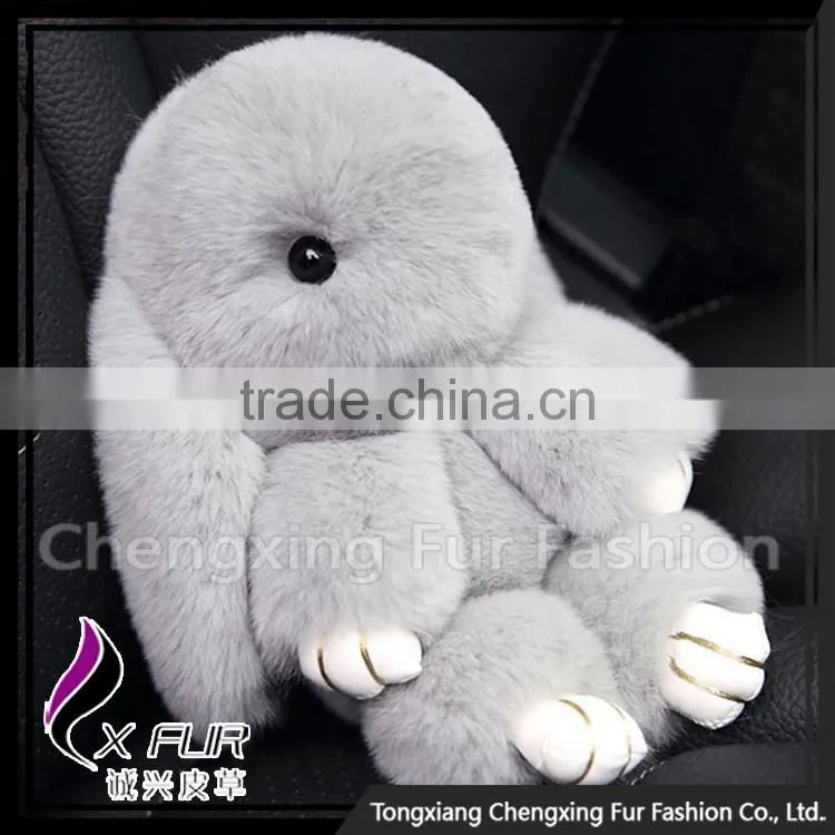 CX-R-10 Lastest Design Hot Fashion Custom Genuine Rex Rabbit Fur Keychain