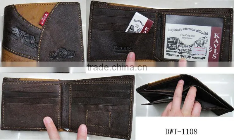 Fashion China factory men cowhide skin real leather designer wallet