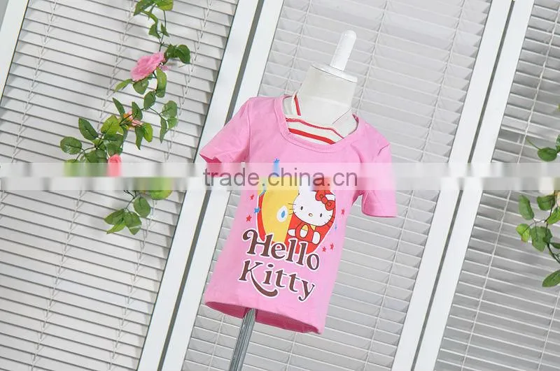 new 2014 baby girls hllo kitty hot pink t shirts baby summer clothing