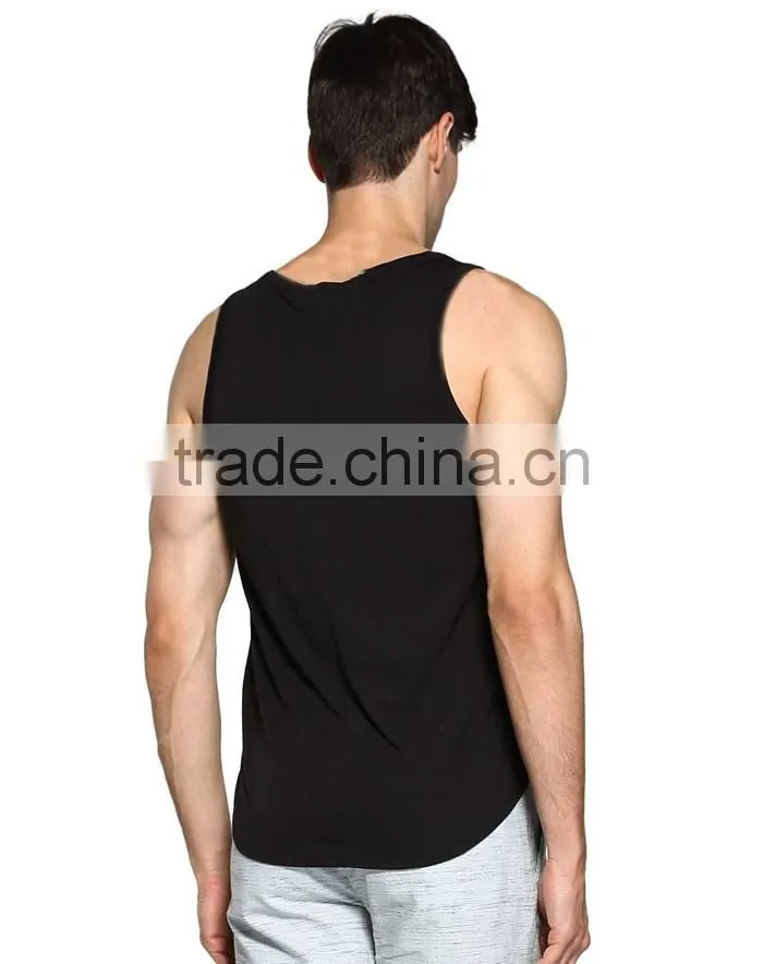 Black plain custom mens gym singlet