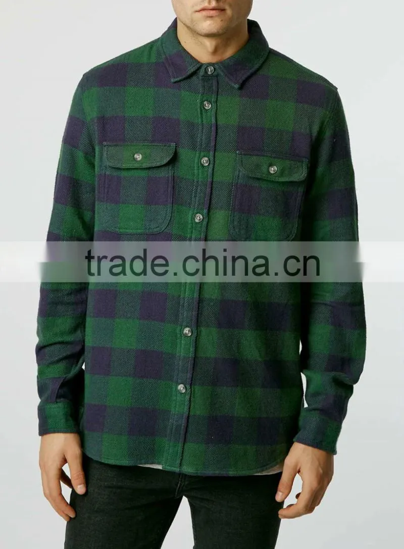 mens flannel plaid shirt casual dress 100%cotton shirts