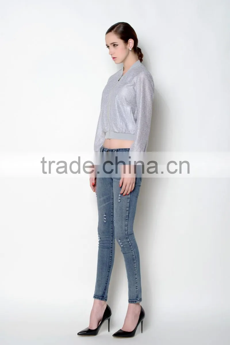 unique comfortable fabric used fashion casual crop style women coat model