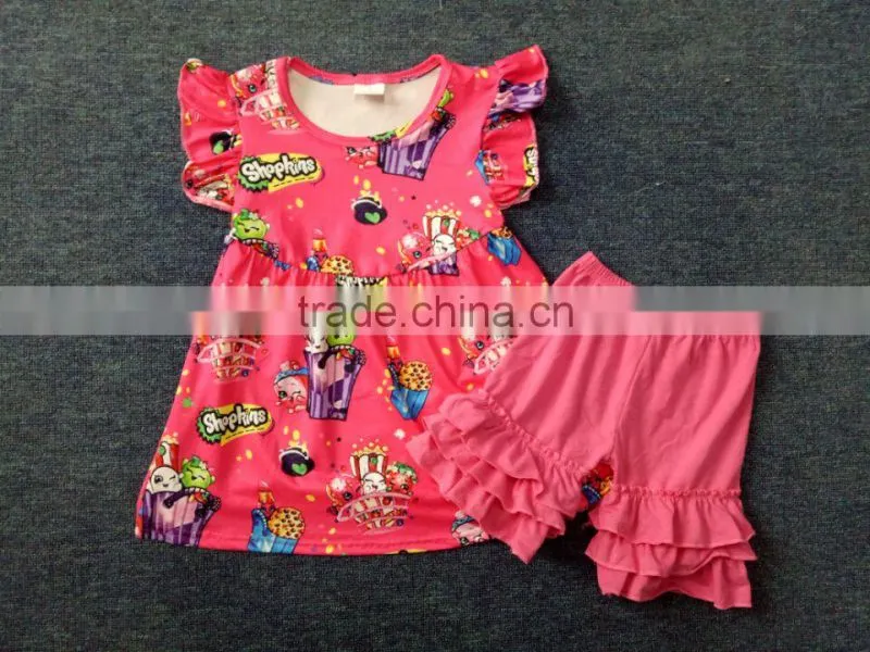 2017 new styles kids outfit arrow printing tunic pearl and shorts outfit