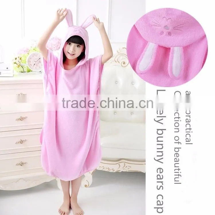 Children blanket poncho rabbit embroidery
