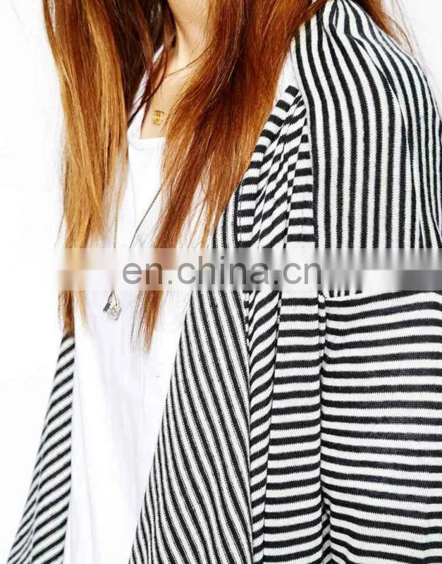 High Fashion ladies Longline Blazer in Stripe long coat (NTF04141)
