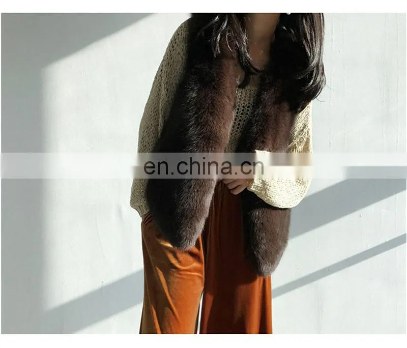 2017 New Jiaxing Winter Warm Fsahion Long Women Fox Fur Vest Real Fox Fur Coat