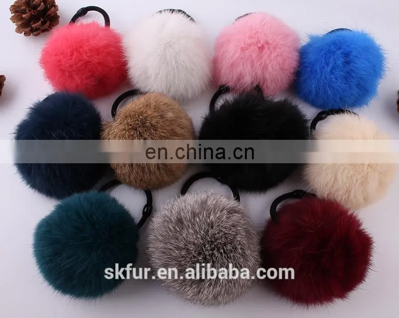 Factory wholesale baby elastic hair rubber bands with fur ball for girls and women