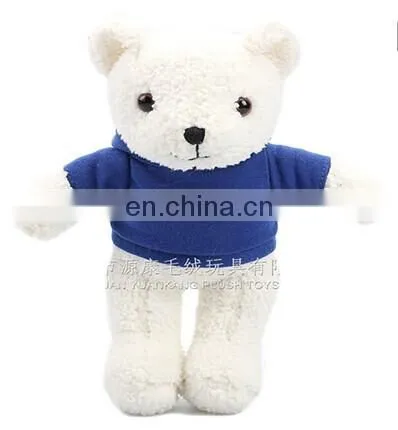 Custom plush white teddy bear souvenir stuffed toy with clothes