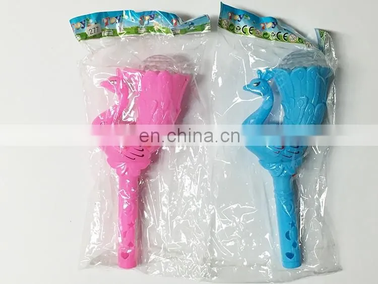 Peacock shape flash stick candy plastic toy container