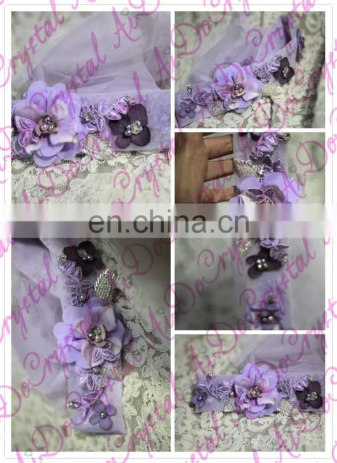 Aidocrystal lilac lace flower headband,rhinestone headpiece bridal hair piece fascinators