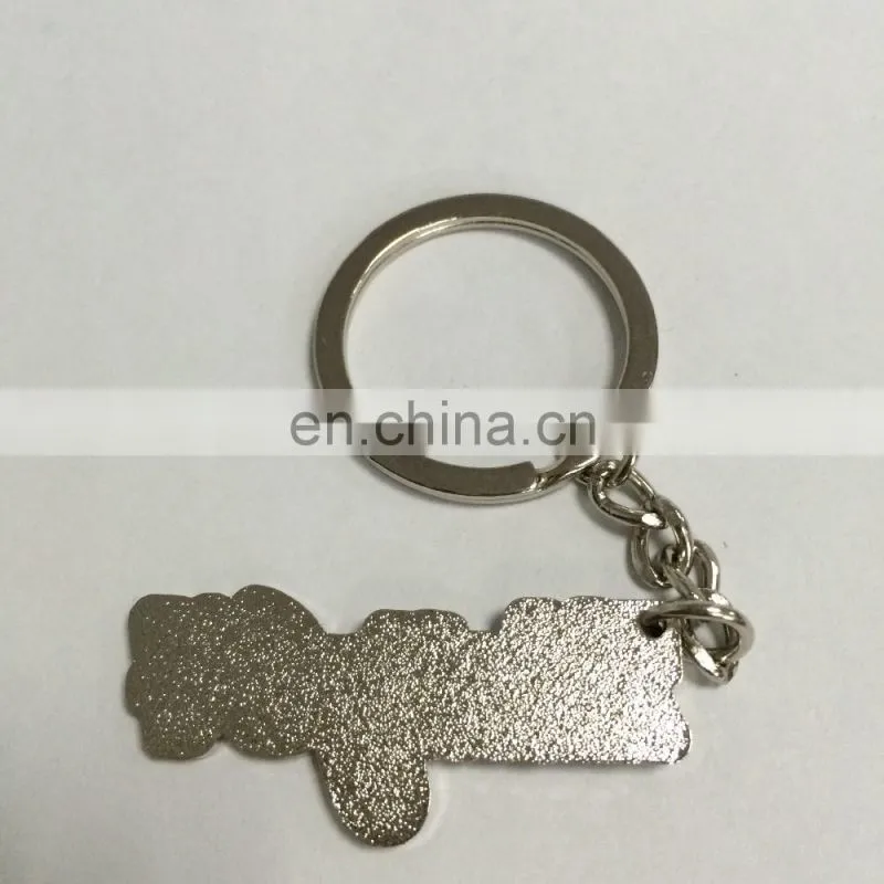 Custom metal key chain with customized logo in silver finish and colors attached with Lobster clasp