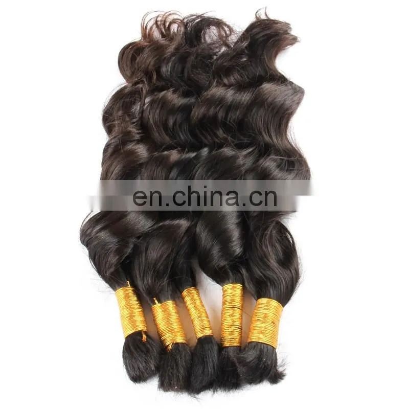 Unprocessed 8A Wholesale Indian Virgin Hair Full Cuticle Ponytail Bulk Hair Deep Wave Human Hair For Braiding Paypal Accept