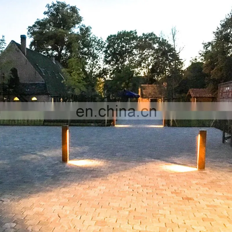 Corten Steel Light Bollard Street Lamp For Villa Garden