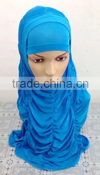 A593 Newest design solid color ruffle TWO Pieces HIJAB