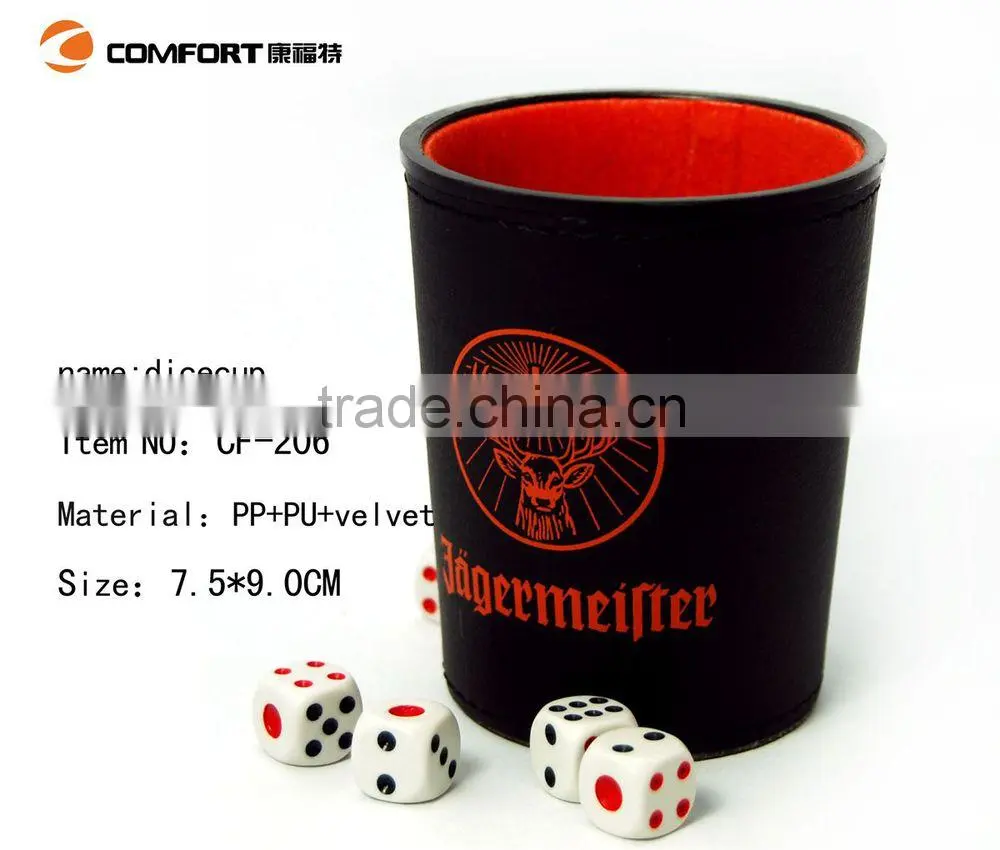 high luxury durable round leather dice cup