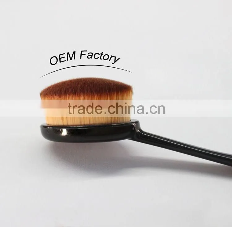 Tooth Shape Powder Foundation Brush/Oval Makeup brushes with Rubber handle/Metal make up Brush
