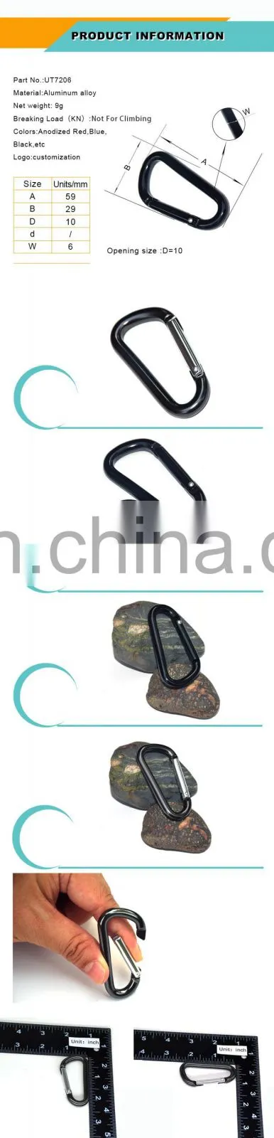 Custom Wholesale Bulk 59mm Small Mini Camping Hiking Water Bottle Metal Aluminum Alloy Snap Carabiner Clip Hook