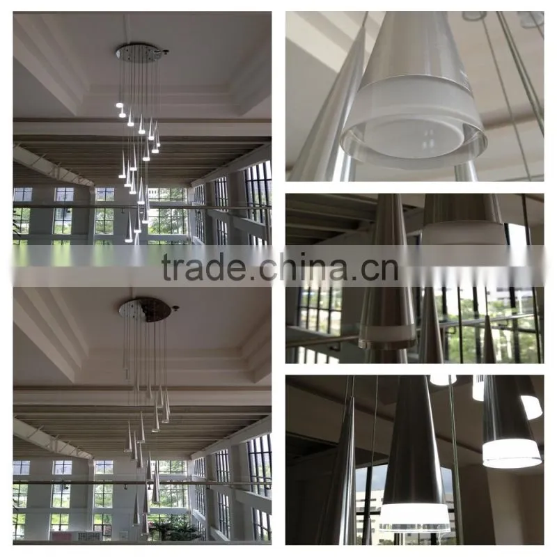 Acrylic Aluminum Modern LED Pendant Light Lamp With 3 Lights For Home Living Room