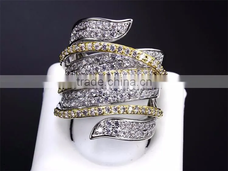 Exclusive New Unique Design Cubic Zircon Wedding Party Contrast Jewelry Ring