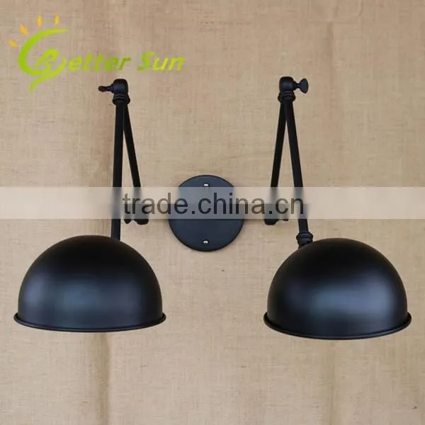 Double-headed Adjustable Swing Arm Black Iron Interior LED Wall Light