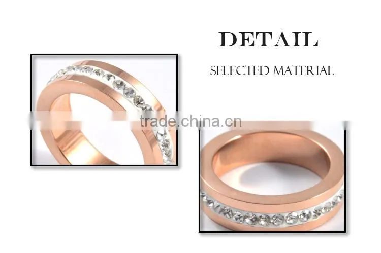 Factory sell yellow gold stainess steel wedding ring pave crystal ring