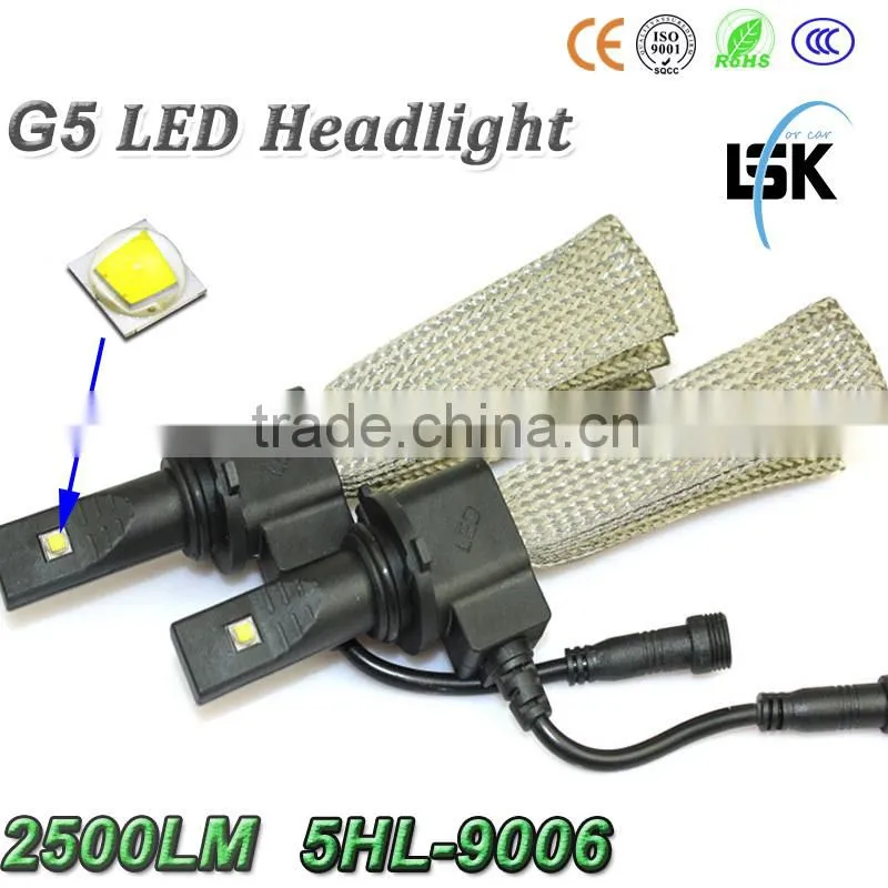 Super brightness light G5 led headlight use copper metal for safety IP65 CAR 9006 led headlight