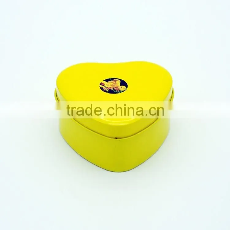 Yelllow Heart shape scented candle in tin box