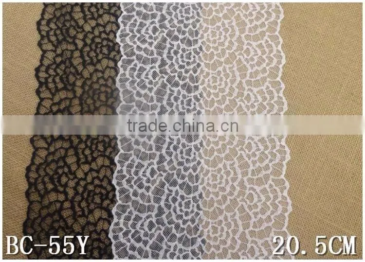 2016 New Fashion Black white stock 8.26" Nylon lace for wedding dress lace/sexy lace/Trimming Lace fabric