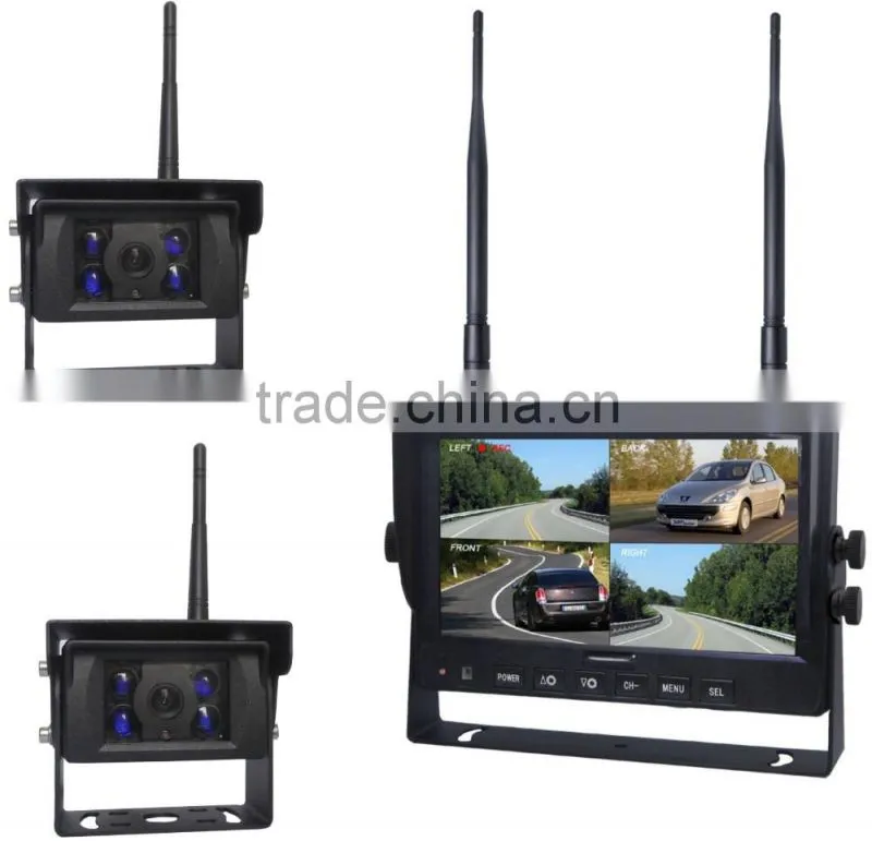 100% Factory DC12 to 32V 2.4G Digital Wireless 4 Way Car Reverse Camera System with Night Vision Camera