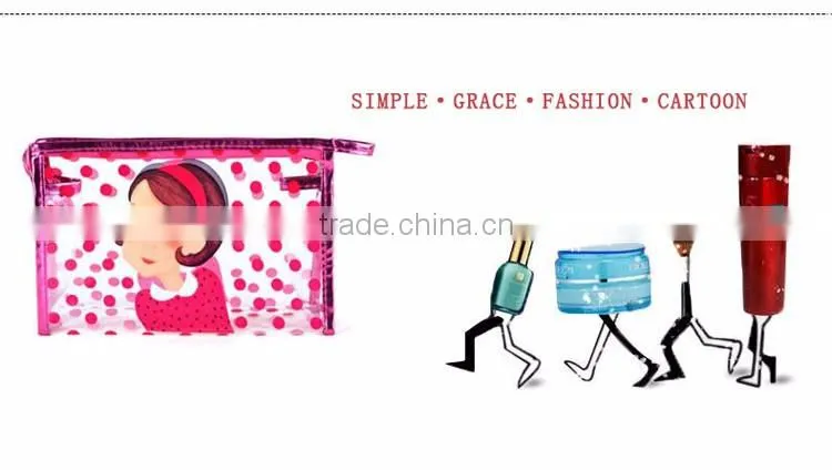 fashion transparent PVC for cartoon cosmetic bag simple small makeup bag