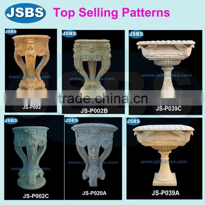 red natural marble carved garden decorative flower pot