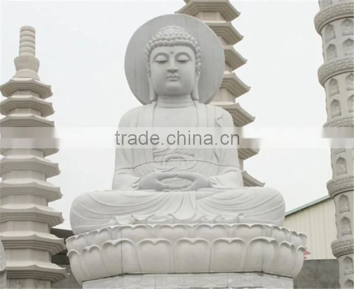 White Stone Carvsing sitting Buddha Sculpture