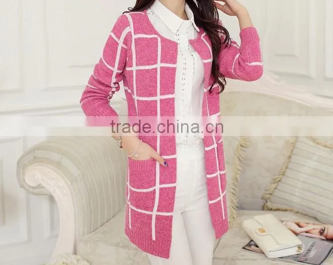 2014 hot sale new launch multi-colored long-sleeve woolen cardigan chic sweater
