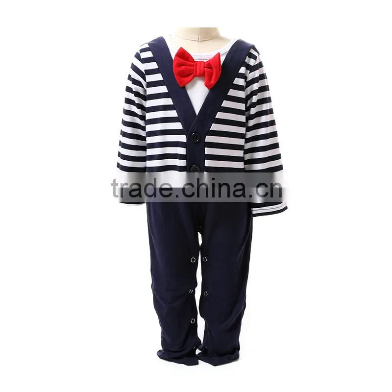 2016 Newborn Baby Cotton bodysuit Kid Boys Clothing baby romper with bowtie