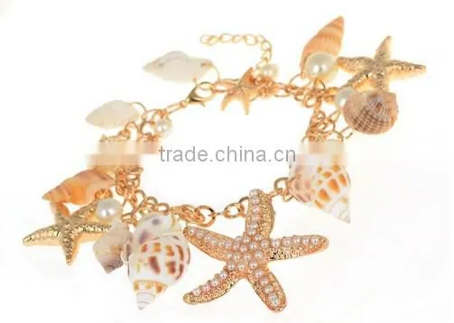 >>hot selling sea beach jewelry starfish bracelet/