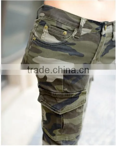Newest fashion camo skinny jeans woman camouflage jeans slim plus size pencil jean femme pantalones mujer