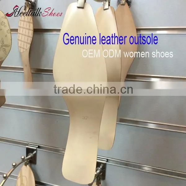 OEM ODM round toe genuine leather shoes low heel middle heel shoes producetion