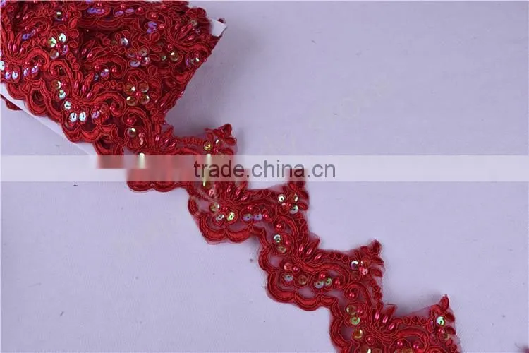 Pearl Beaded & Sequin Bridal ~ Lace Embroidered lace various color Wide:6cm in stock
