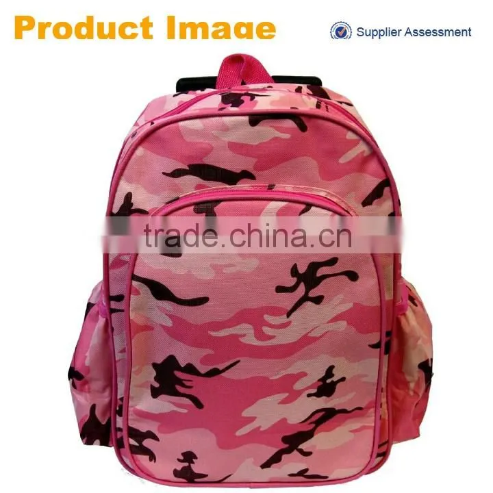 alibaba China wholesale stylish cute customized camo kids trolley school bag