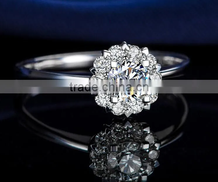 Modern design sun flower shape 925 silver ring