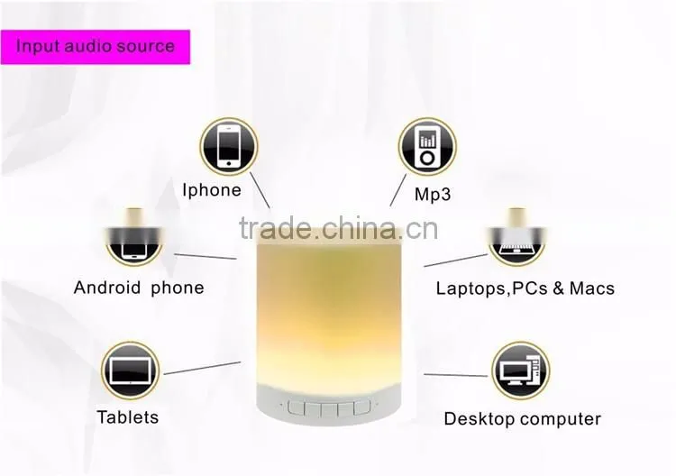 2016 Portable LED Desk Light RGB Rechargeable Battery Operated Touch Sensor Dimmable Wireless Table Lamps With Bluetooth Speaker
