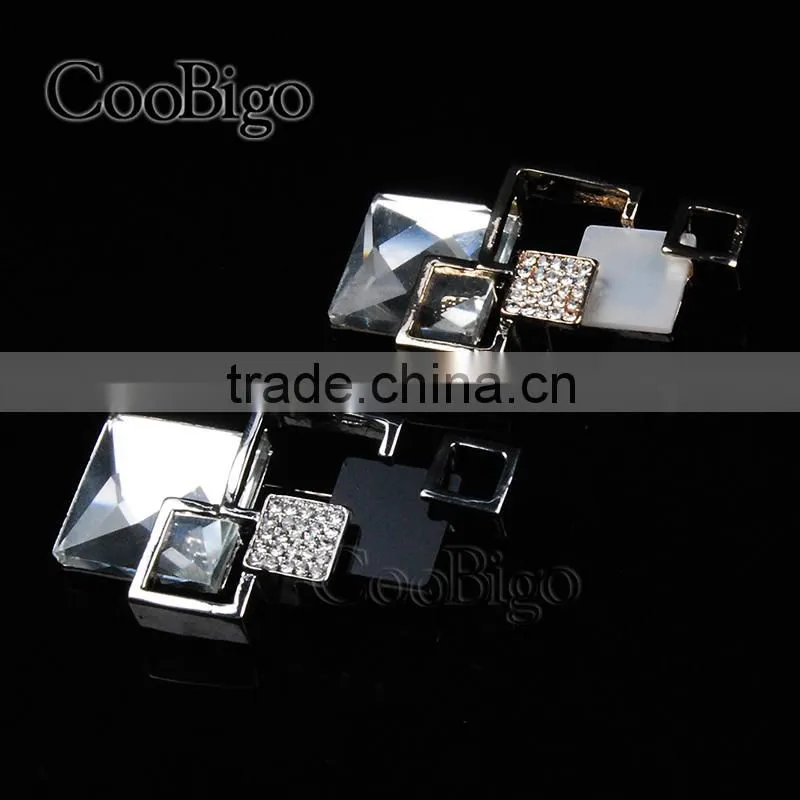 Fashion Jewelry Crystal Rhinestone Rectangular Pin Brooch Women Lady Dresses Hijab Scarf Party Gift Appreal Accessories