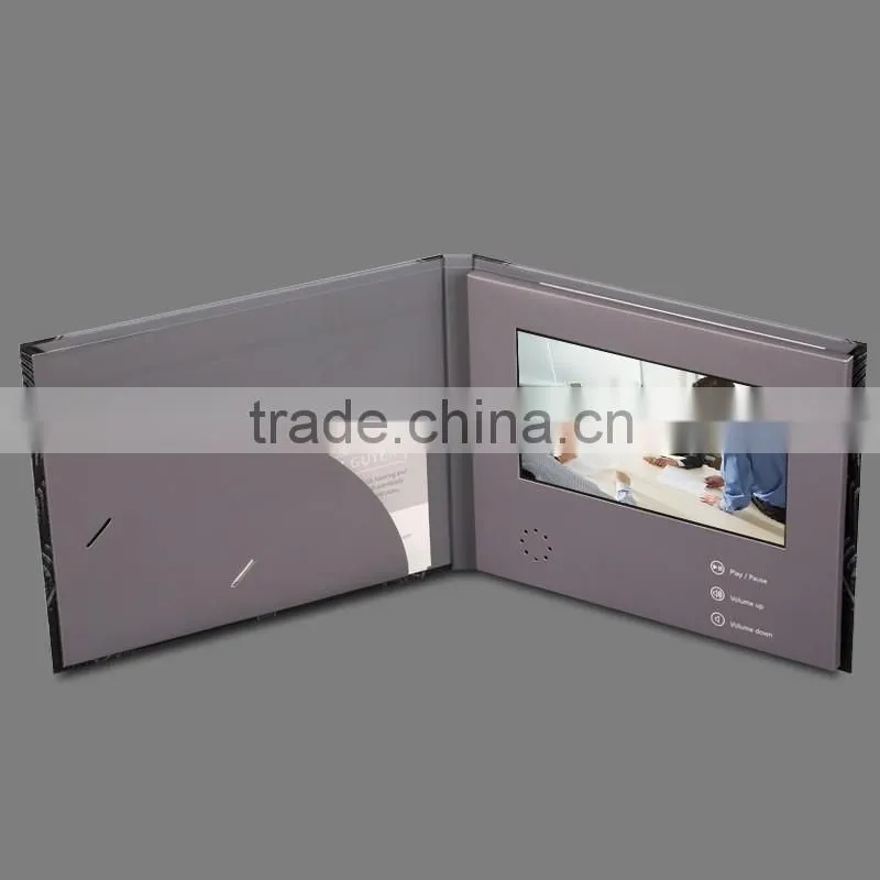 Digital lcd video player mailer with pocket and hard cover from shiny
